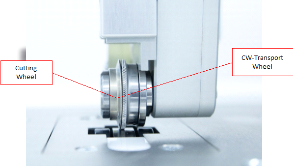 Rotosonic cutting wheel beside the transport wheel