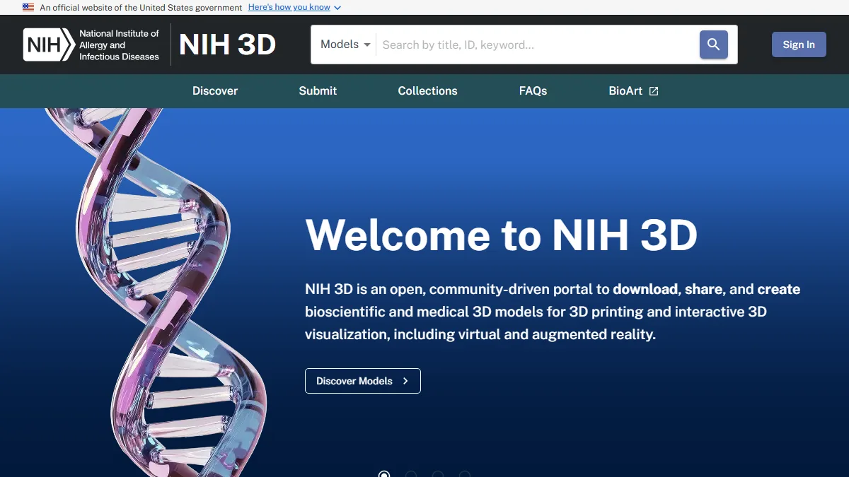 3D NIH website preview