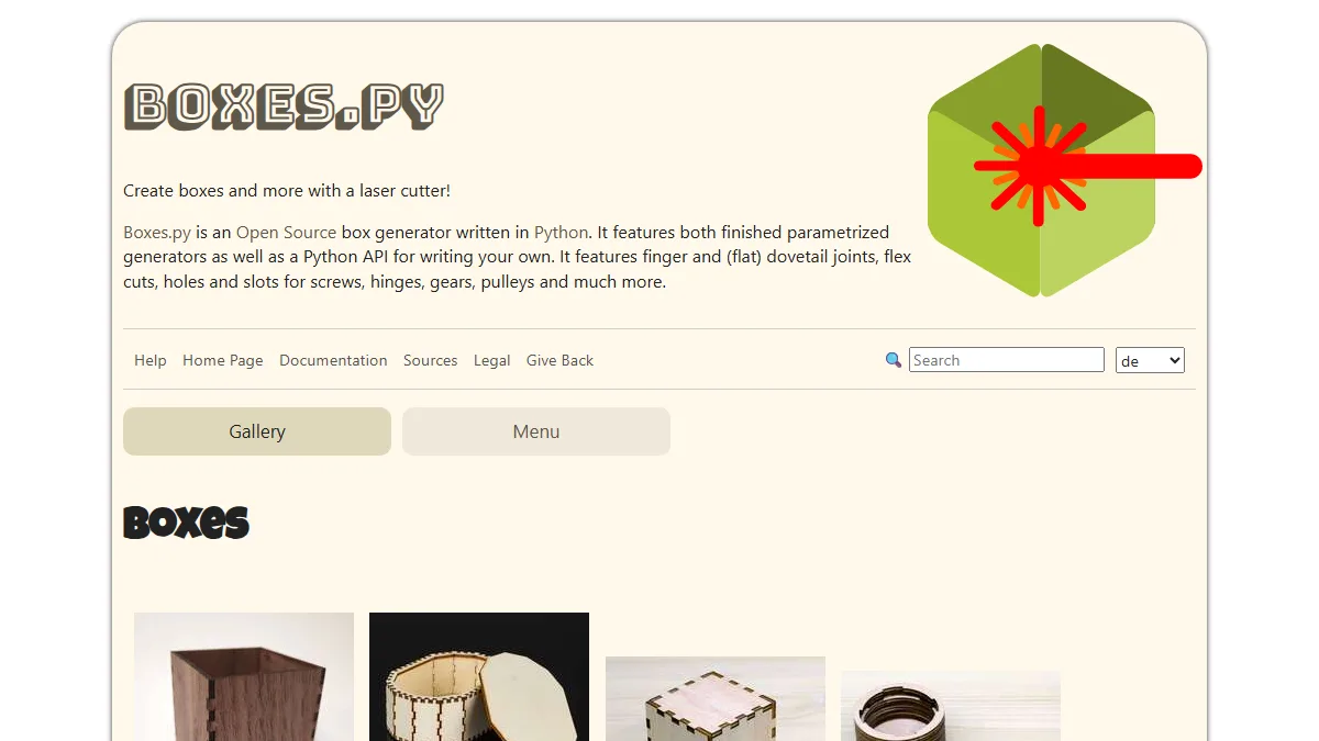 Boxes.py (Festi's Boxes) website preview