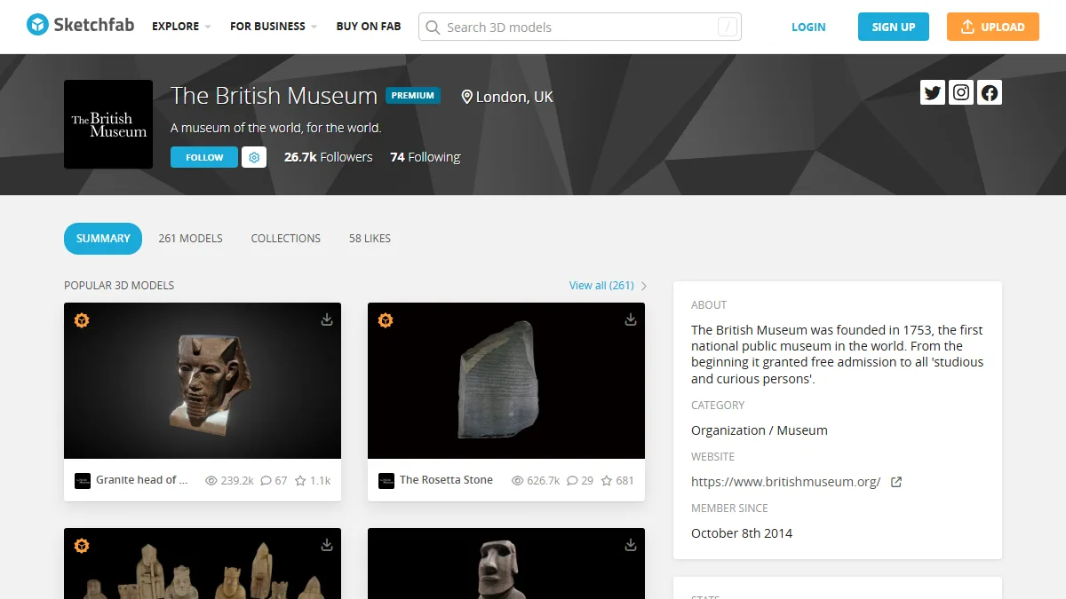 British Museum on Sketchfab website preview