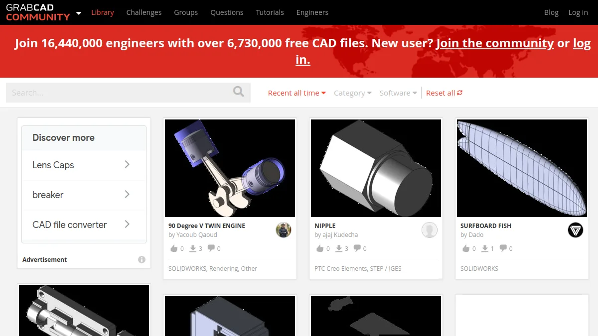 GrabCAD website preview