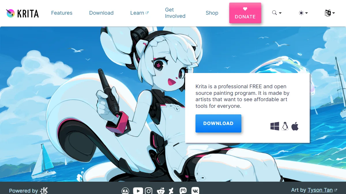 Krita website preview