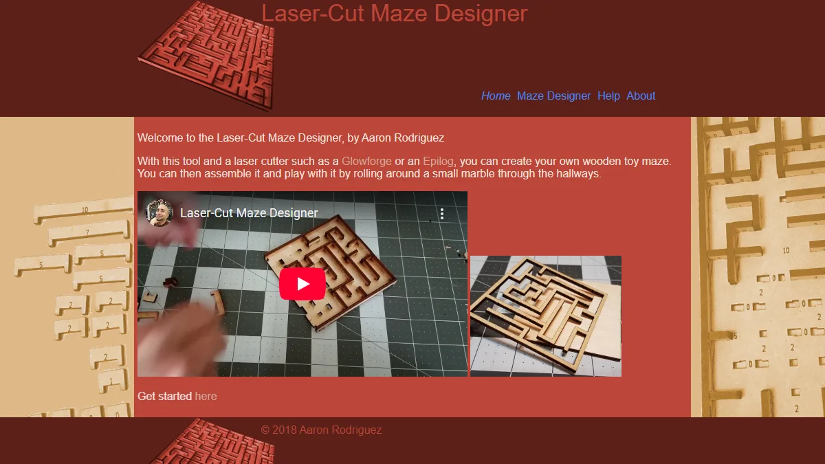 LaserCutMazes website preview
