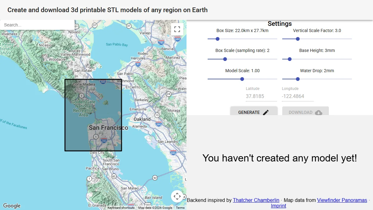 Map2STL website preview