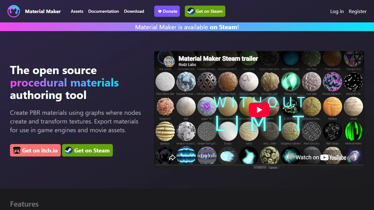 Material Maker website preview