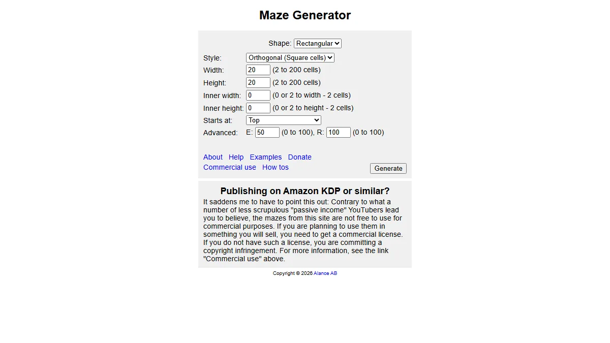 Maze Generator website preview