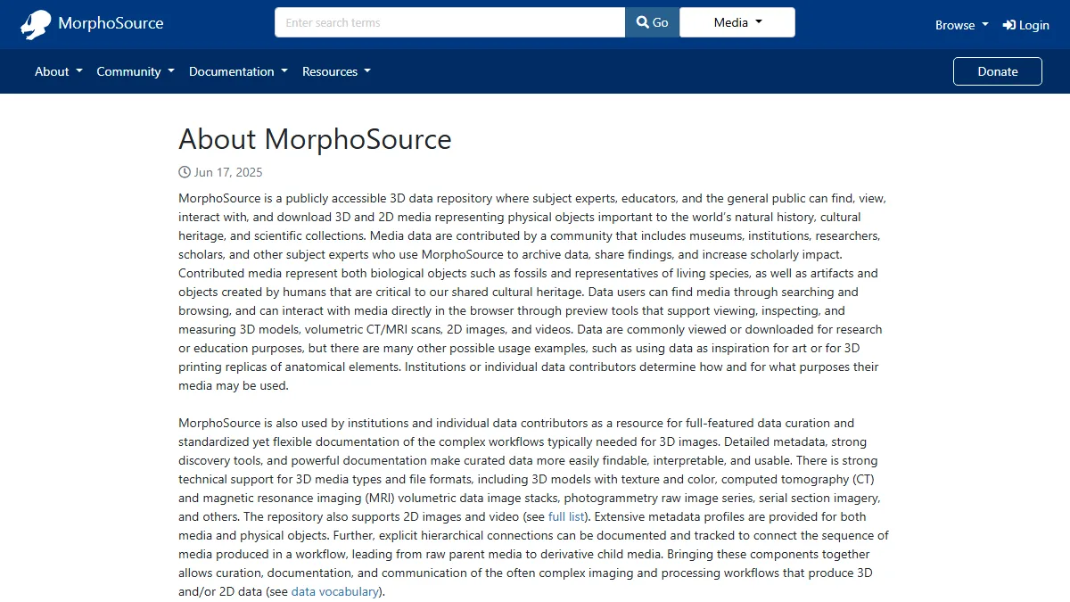 MorphoSource website preview