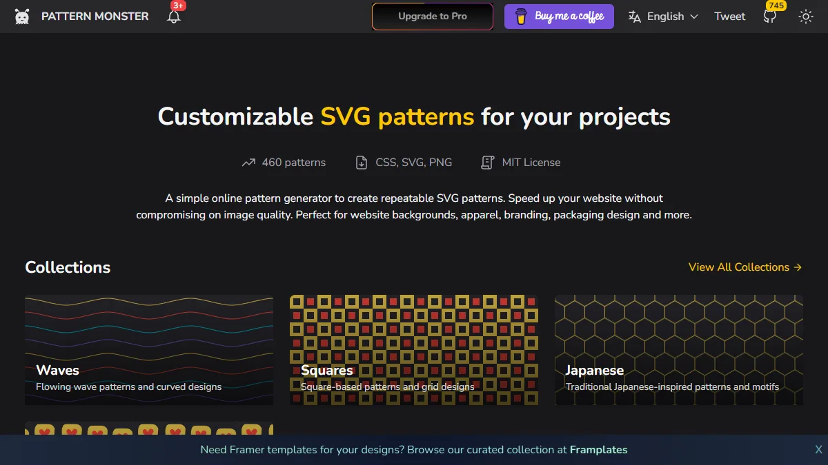 Pattern Monster website preview
