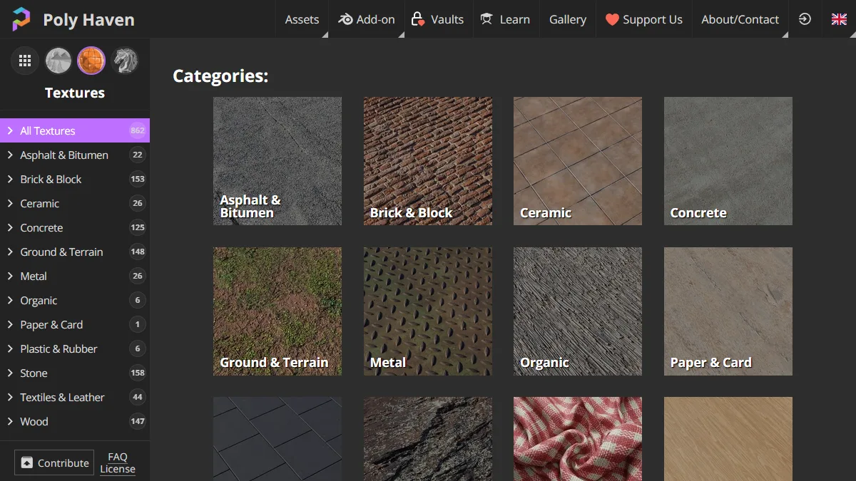 Poly Haven Textures website preview