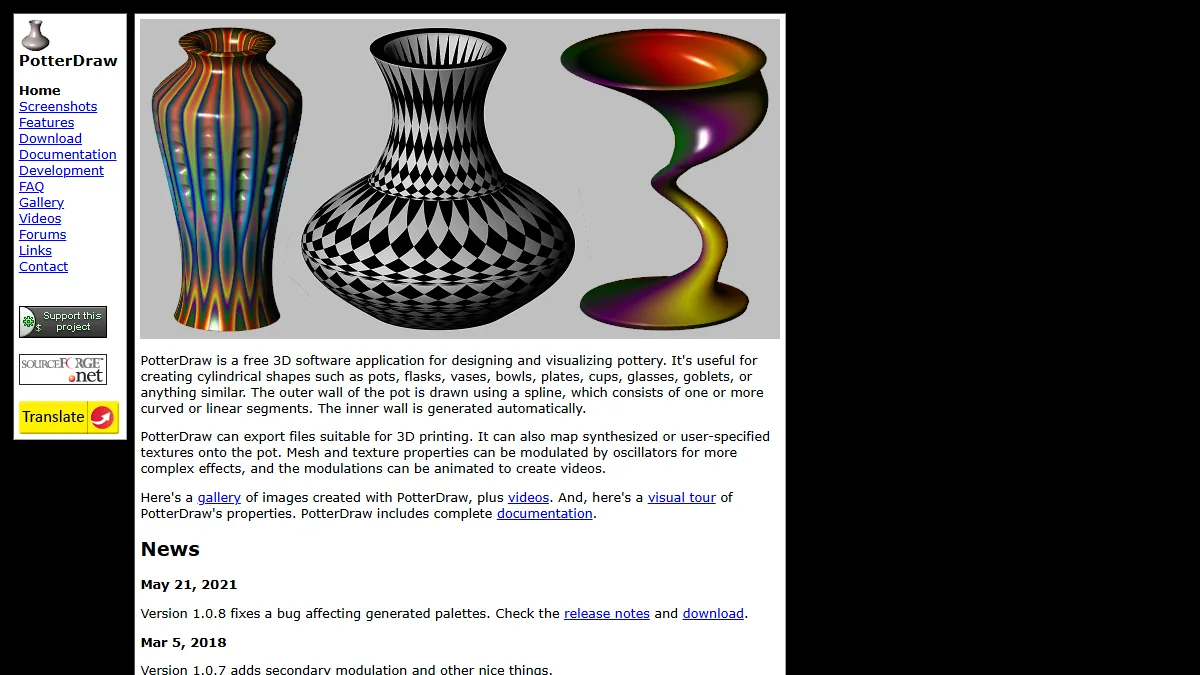 PotterDraw website preview