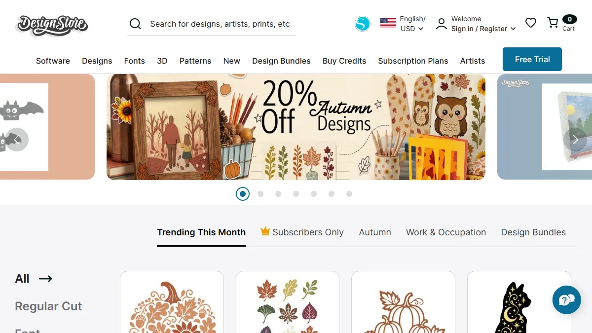 Silhouette Design Store website preview