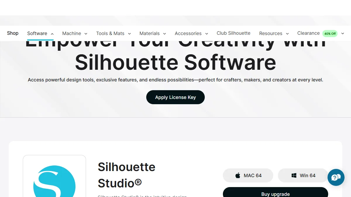 Silhouette Studio website preview