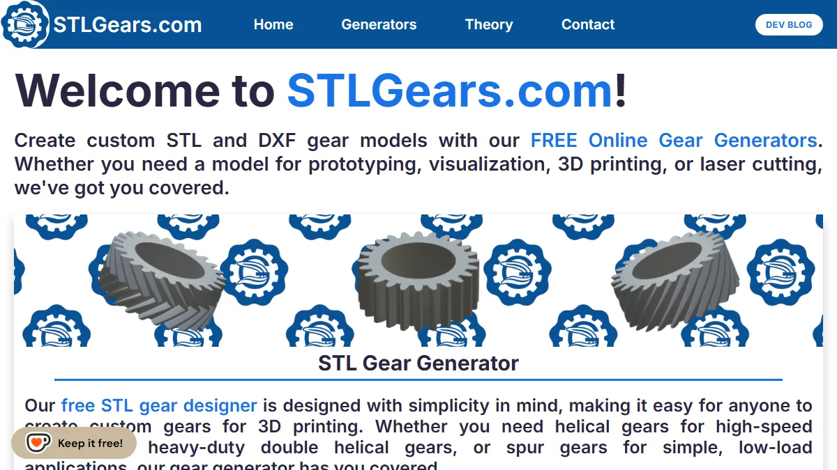 STL Gears Generator website preview