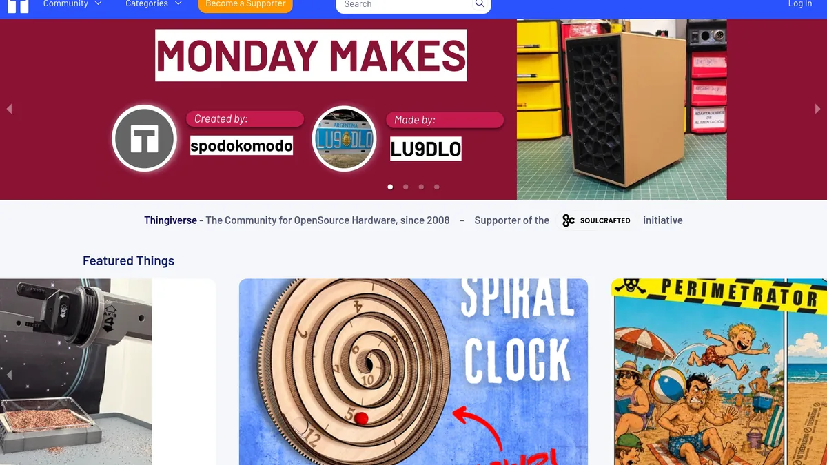 Thingiverse website preview